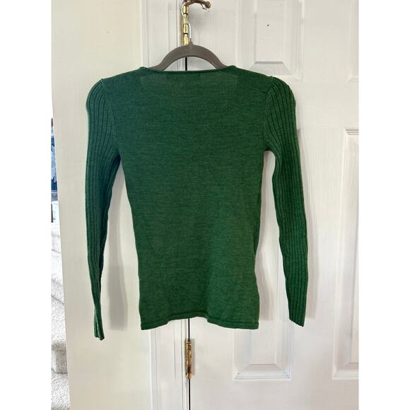Krimson Klover Green Wool Long Sleeve V-Neck Sweater - Picture 5 of 6